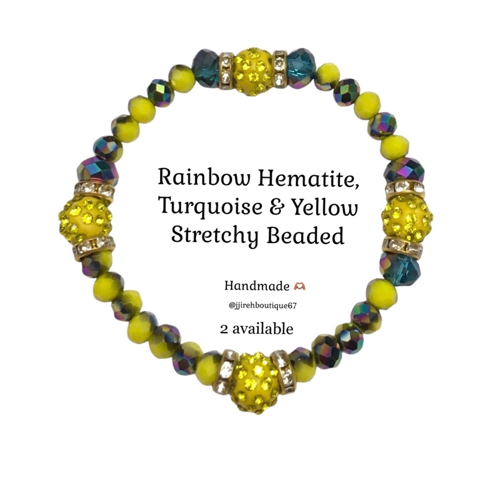Two-Tone Blue & Yellow Beaded Bracelet 💙💛